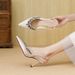 Qianluhui Fine-heeled Pointed-toe Exquisite Rhinestone Satin Party Shoes, Fashionable And Elegant Summer High-heeled_vogvips.com