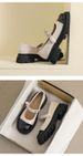 thick-soled Mary Jane Shoes For Women, Small Fragrant Style, Word With Retro Round Head Color Matching Thick Heel Single Shoes For Women_vogvips.com