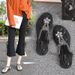 Yasirun Large Size Cross-Border Rhinestone Sandals Round Toe Korean Heel Hollow Bohemian Style Summer Flat Comfortable_vogvips.com