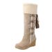 European American Style Winter Wedge Heel Snow Boots Fur Trimmed High Top Tassel Women's Plus Size Shoes_vogvips.com