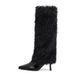 Women's Shoes Plush Pointed Toe Knee High Boots For Women, New Autumn/winter Style, Modern And Elegant, Warm Stiletto Heeled Boots._vogvips.com