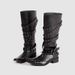 Women's Shoes Pointed Rivet Knight Boots Women New Black Retro Belt Buckle Not Over The Knee Boots Slim Thick Heel Boots_vogvips.com