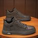 Men's High Top Retro British Style Casual Leather Boots - Waterproof Slip-On Ankle Boots With EVA Insole For All-Day Comfort_vogvips.com