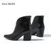 Women's Snake Print Pointed Toe Ankle Boots - Chunky Heel Bare Booties For Fall/Winter_vogvips.com