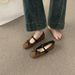 First Encounter Season French-style Flat Suede Bow Square-toed Mary Jane Shoes With A Simple Buckle Strap That Doesn't_vogvips.com