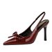 7317-H105 Sexy Nightclub Goddess High Heels European And American Style Bowknot Patent Leather Pointed Toe Backless_vogvips.com