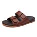 Mature Men's Real Leather Slippers Businessman Summer Outwear Slides Casual Anti Slip Breathable Beach Shoes_vogvips.com