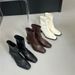 French Style Chunky Square Toe For Women 2025 Autumn Winter New Korean Version Short Fashion High Heel Back Zipper Slim_vogvips.com