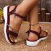 2026 New Women Sexy Summer Platform Wedges Female Shoes Fashion Buckle Strap Round Toe Solid Color Sandals_vogvips.com