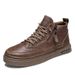 European Warm Series Winter Shoes With Fleece Lining, Warm High-top Double Cotton Men's Martin Trendy Casual Leather Shoes, Work , Snow_vogvips.com