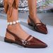 Cross-Border Flat 2025 New Model French Pointed Toe Elegant Casual Patent Leather Thin Strap Buckle Low-Heel Backless_vogvips.com