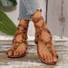 Rome Women 2026 Summer Hot Sale Women's Retro Ankle Buckle Rivet Flat Sandals British Style Plus Size Lady Shoes_vogvips.com