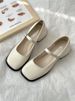 Women's With Soles Thick Heels, Silver Mary Jane Square Toe 2025 Spring And Autumn New Small Leather Shoes, Women's_vogvips.com