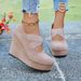 Women's Suede Low Cut Flats European American Style Plus Size Crosscut Elastic Band Platform Shoes Spring_vogvips.com