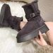 Thi Bot Winter Snow Boots Women's Fce Lined Thiened 2024 New Faion Versatile Belt Bule Warm Mid Calf Boots_vogvips.com