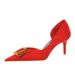 6168-A2 Style Fashionable Slim Fit Women's Singles Shoes With High Heels And Shallow Side Hollow Metal Buckle Decoration_vogvips.com