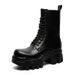 Round Head Paris Black Punk Locomotive Boots Platform Lace-up Martin Boots Heightened Gear Tank Boots_vogvips.com
