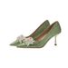 Rhinestone Pointed Thin Heel Pearl Wedding Shoes Women's Wedding Bridesmaid Shoes Temperament Commuter Professional Heels Women_vogvips.com