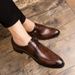 Euro Step 2025 New Loafers Leather Business Formal Casual Korean Style Trendy British Pointed Brogue Men's Shoes_vogvips.com