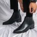 Men's Chelsea Boots Business Casual Leather Shoes Low-Cut Comfortable Slip-On For Work & Daily Wear (Black/Brown)_vogvips.com