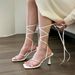 Kendall Jenner Style! 2024 New Summer White Strappy Stiletto High Heel Sandals_vogvips.com