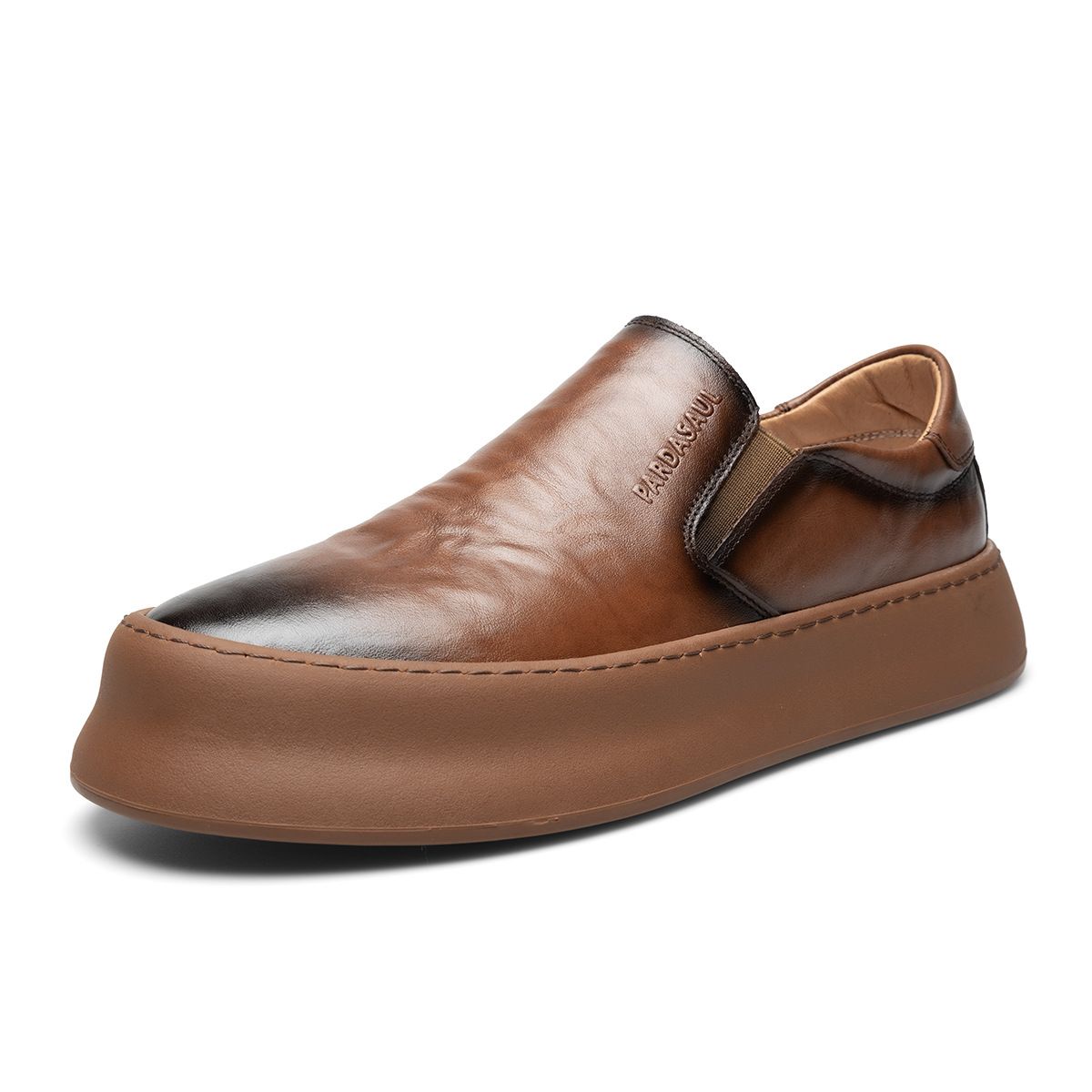 Straight Cowhide Lefu For Men 2025 New Style One Step Black Casual Leather Lightweight Lazy Shoes_vogvips.com