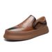 Euro Step Men's Genuine Leather Loafers 2025 New Slip-On Black Casual Lightweight Lazy Shoes_vogvips.com