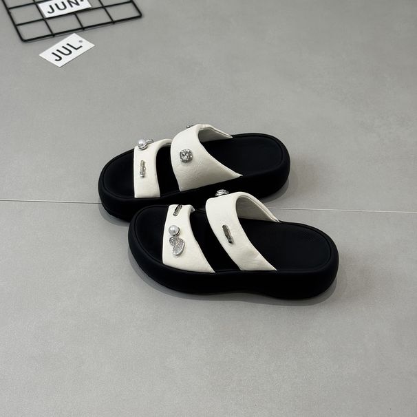 Beautiful Genuine Leather Slip-New Women, 2026 Summer New Model, Suitable For Outdoor Wear, Thick-Soled, NNew-Slip,_vogvips.com