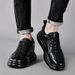 Height-increasing Men's Shoes Platform Muffin Shoes Inner Height-increasing Board Shoes Low-top Cowhide Surface Retro Sneakers_vogvips.com