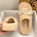 Shoes Women's Thick Soled Fluffy Slippers Soft Soled Non Slip Height Increasing Closed Toe Cotton Slippers Autumn Winter Style_vogvips.com