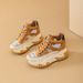 Platform Height-Increasing Dad For Women 2025 Summer New Lace-Up Fashionable Women's Shoes Color-Block Hollow Breathable_vogvips.com