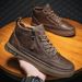 Spring New Breathable High-top Martin Boots Men's Versatile Non-slip Chef Leather Sneakers Trendy Shoes_vogvips.com