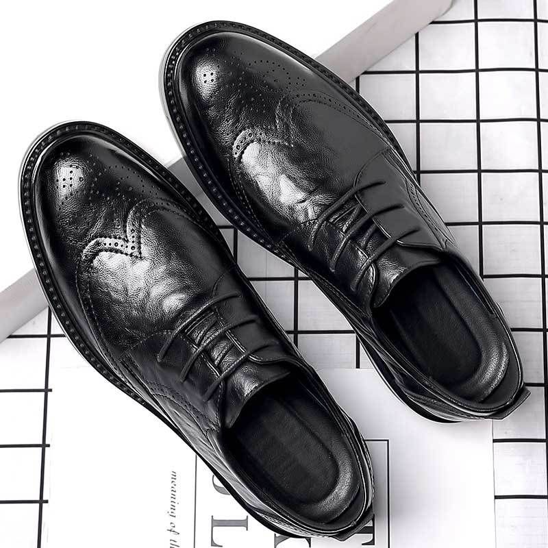 Suitable For All Seasons Brogue British Style Groomsmen Black Bridegroom Business Formal Suit Casual Leather Men's Wedding Shoes_vogvips.com