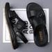 New Fashion Men Beach Shoes Handmade Summer Sandals Breathable Leather Slippers Outdoor Slides Antiskid Hollow Man_vogvips.com