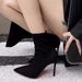 2025 New Sexy Black Red Sole Versatile Short For Women, Thin Pointed Toe Suede Stretch Slim High Heel Women's Boots_vogvips.com