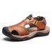 Summer Large-Dock Layered Leather Casual Shoes Breathable Non-Slip Quick-Dry Outdoor Beach Sandals For Men_vogvips.com