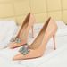 3391-K51 Slimming Banquet Slim Super High Heels, Shallow Mouth Pointed Rhinestone Butterfly Knot Single Shoes_vogvips.com