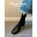 Square Toe Silent Short Commuting Black High Stretch Slim Autumn Winter Soft Sole System Inner Thick Heel Boots_vogvips.com