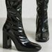 Women's Chunky Heel Platform Chelsea Boots - High Shine Patent Leather, 8cm Block Heel, Side Zipper, Comfortable Mid-Calf Boots For Fall & Winter_vogvips.com
