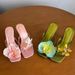 Women's Shoes French Handmade Asymmetrical Flower Sandals For Women New Style Satin Clip On Stiletto Half Slip High Heels_vogvips.com