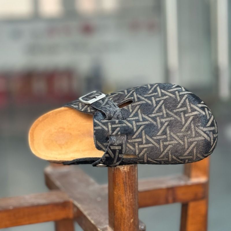 Horsehair Boston Clogs Mules Sandals Women Men Genuine Leather Boy Girl Outdoor Slip On Cork Slippers With Arch Support_vogvips.com