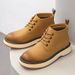 European Warm Series Men's Martin High Top Autumn Winter Casual Thick Sole Versatile Mid-Top Workwear Yellow Fleece Lined Short Boots_vogvips.com