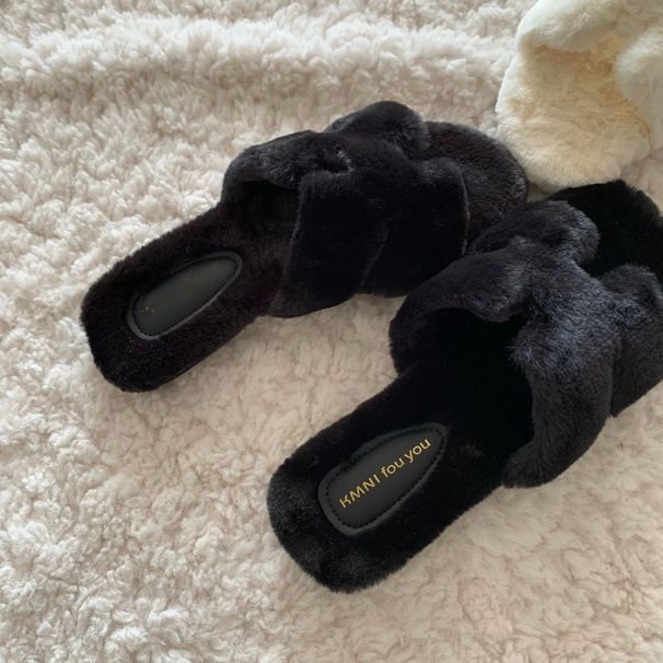 Exquisite! Gentle! Old Money Shoes Lightweight Furry For Outdoor Wear Autumn Winter French Style Non-Slip Plush Cotton_vogvips.com