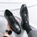Euro Step Men's Brogue Leather Business Formal Casual Autumn Breathable Carved Oxford Wedding Pointed Derby Shoes_vogvips.com