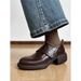 5cm Cushioned Feel~ Velcro Versatile Soft Thick-soled Loafers, British Style Women's Small Leather Shoes, Deep-cut_vogvips.com