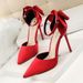 2025 Sweet Shoes, Fine High Heels, Shallow Mouth, Pointed Toe, Hollow Bow, Sandals_vogvips.com