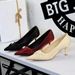9557-2 European And American Sexy Party High-heeled Shoes With Gold Silk Satin, Pearl Bow, Twisted Design, Pointed Toe,_vogvips.com