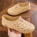 Cave Men's New Summer Outerwear Hollow Out Anti Slip Thick Beach Shoes Wear-resistant Soft Sole Toe Sandals_vogvips.com