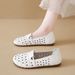 2025 Summer New Soft Surface Versatile Casual Flat Rubber Sole Loafers Breathable Hollow Out Shoes For Women_vogvips.com