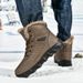 Men's High Top Hiking Shoes With Waterproof And Plush Thick Snow Boots_vogvips.com